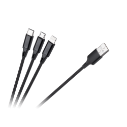 Kabel USB 3w1 microUSB, USB typu C, Lightning 1 m