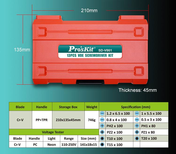 Zestaw wkrętaków izolowanych VDE 12 sztuk SD-V861 dla elektryków