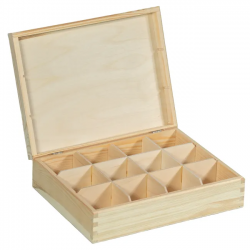Szkatułka pudełko drewniane organizer z 12 przegródkami skrzynka 29,5 x 22,5 x 8cm