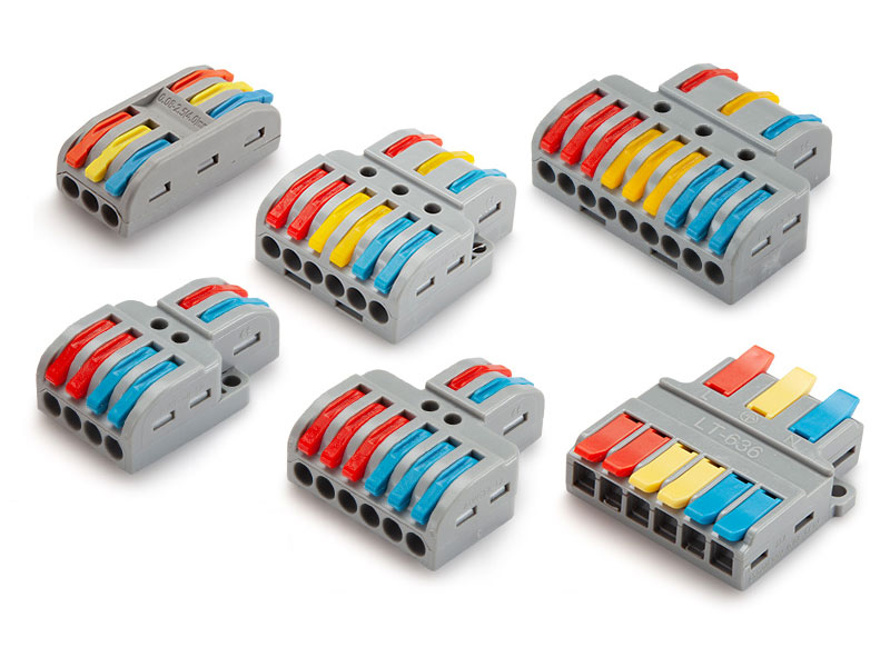 PCT-2-3 kostka elektryczna, szybkozłączka elektryczna przelotowa z szybkozłączem, złączka elektryczna dwustronna,