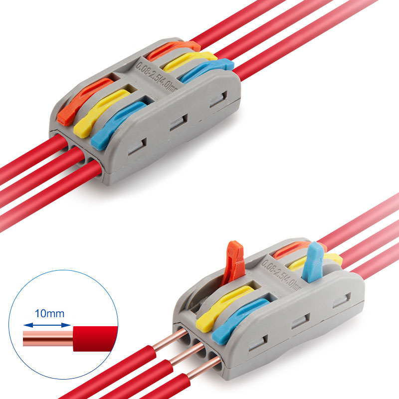 PCT-2-3 kostka elektryczna, szybkozłączka elektryczna przelotowa z szybkozłączem, złączka elektryczna dwustronna,