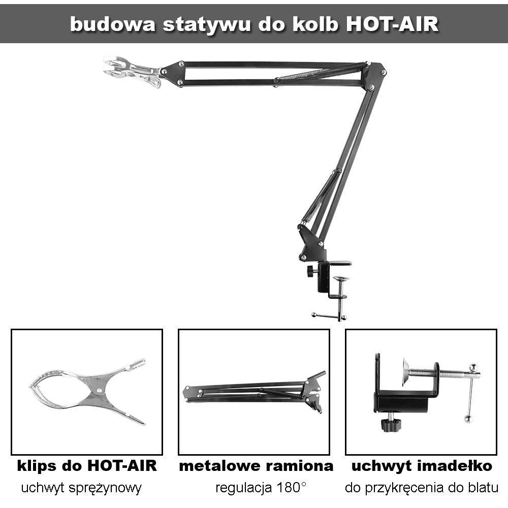 Uchwyt na kolbę gorącego powietrza do stacji HOT-AIR, uchwyt serwisowy do kolby, statyw do HOT-AIR, uchwyt HOT-AIR,